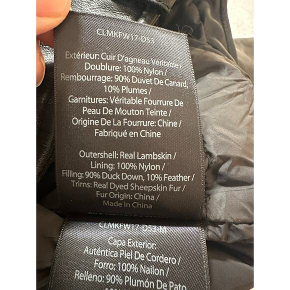 Mackage Black Lamb Leather Down Insulated Biker Moto Motorcycle Jacket Small EUC - Picture 8 of 8